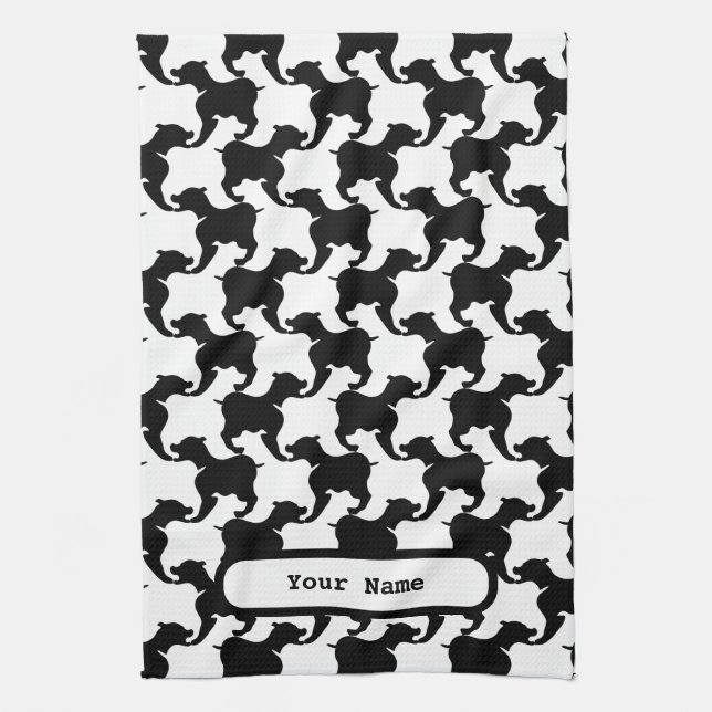 Faux pied-de-poule med Hundar mode K Towel 2 Kökshandduk (Vertikal)