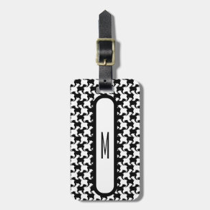 Faux pied-de-poule med Hundar mode Luggage Tag 1 Bagagebricka