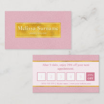 Faux Pink Leather And Gold Foil Loyalty Card