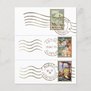 Faux Postage Frimärke Postmark Ephemera för Journa