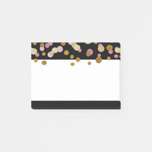 FAUX-punkter Guld och Rosa Glitter (platta) Post-it Block