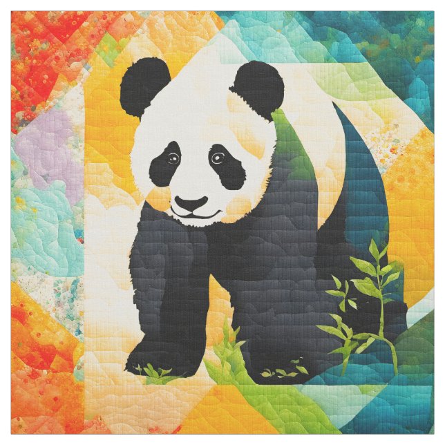 Faux quilt-utseende Panda Bear cheater block Tyg (Prov)