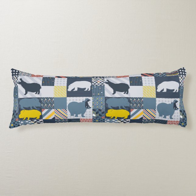 Faux-Quilted Hippos Kroppskudde (Framsidan)