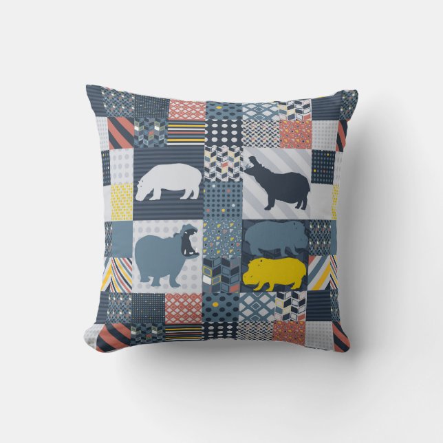 Faux-Quilted Hippos Kudde (Framsida)