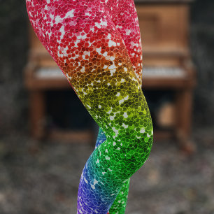 Faux Rainbow Glitter Colorful Festival Leggings