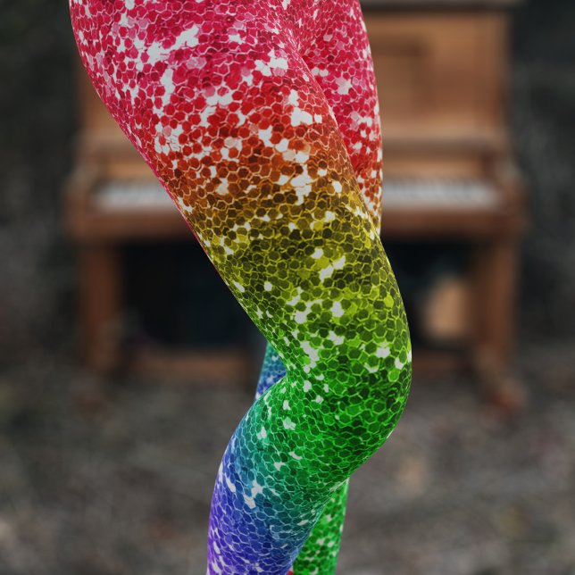 Faux Rainbow Glitter Colorful Festival Leggings (Faux and fabulous colorful rainbow glitter leggings just for you)