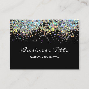 Faux Rainbow Metalitic Glitter med logotyp Visitkort