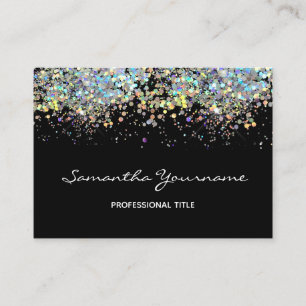 Faux Rainbow Metalitic Glitter Visitkort