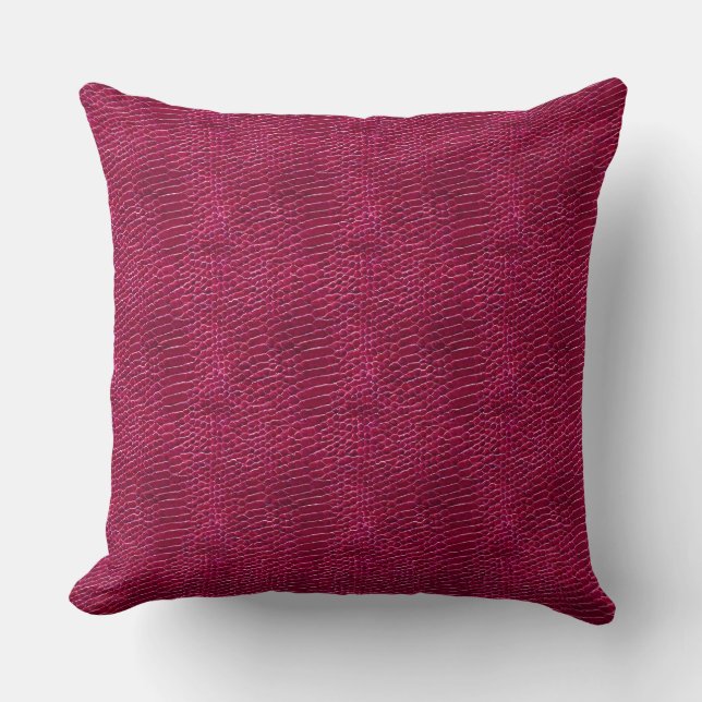 Faux Raspberry Leather Kudde (Framsida)