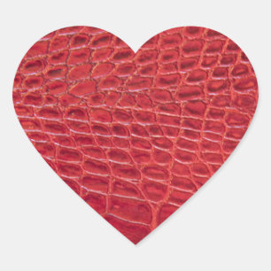 Faux red alligator, läder hjärtformat klistermärke