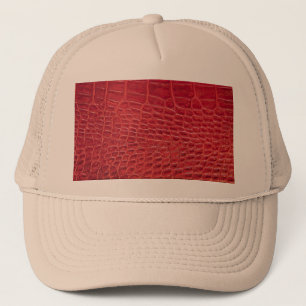 Faux red alligator, läder keps