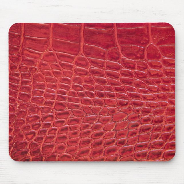 Faux red alligator, läder musmatta (Framsidan)