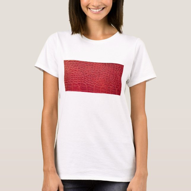 Faux red alligator, läder t-shirt (Framsida)