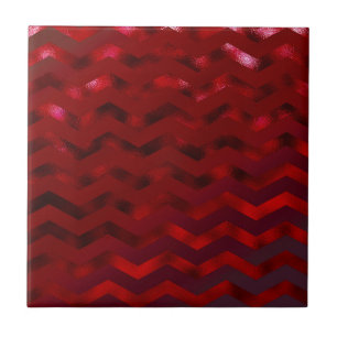 Faux Red Burgundy Black Foil Struktur Chevron Kakelplatta