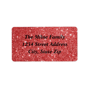Faux Red Glitter - Adressetiketter