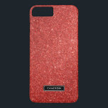 Faux Red Glitter Luxury Anpassningsbar iPhone 8 Pl<br><div class="desc">Lägg till lite shimmer och skina till din mobil med anpassadet iphone case. Denna lux iphone case har faux red glitter-bakgrund.</div>