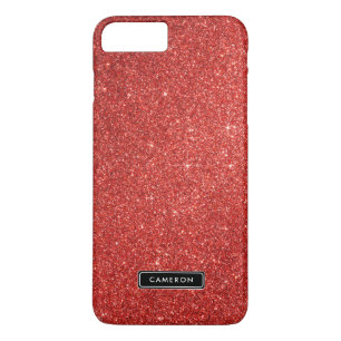 Faux Red Glitter Luxury Anpassningsbar iPhone 8 Pl