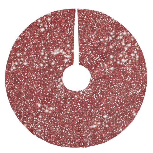 Faux Red Glitter Struktur liknar grafik Julgransmatta Borstad Polyester (Framsidan)
