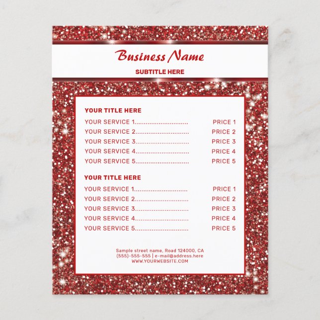 Faux Red Glitter Struktur titta med Anpassningsbar Flygblad (Framsidan)