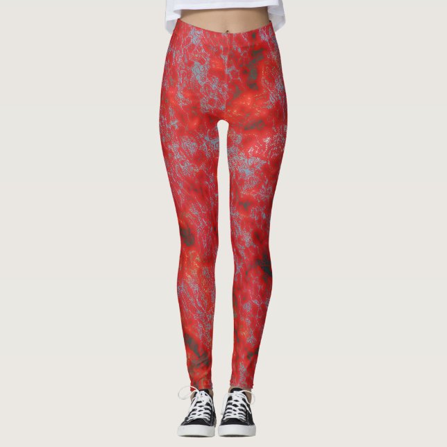 Faux Red Marble Leggings (Framsida)