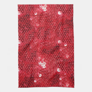 Faux Red Sequin Mönster Image Kökshandduk