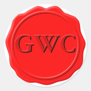 Faux Red Vax Seal Monogram Anpassningsbar Runt Klistermärke