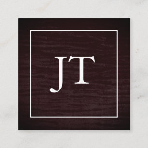 Faux Red Velvet White Gräns Monogram Fyrkantigt Visitkort