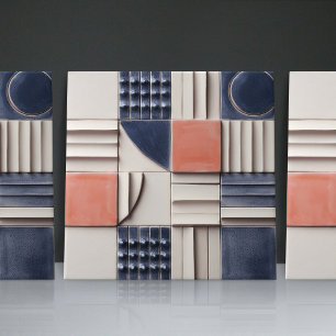 Faux Relief Glazed Blue Burnt Orange Home Decor Kakelplatta
