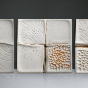 Faux Relief Glazed White Minimalist Home Decor Kakelplatta