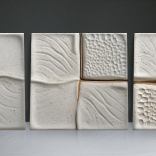 Faux Relief Glazed White Minimalist Home Decor Kakelplatta