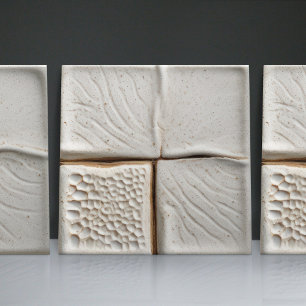 Faux Relief Glazed White Minimalist Home Decor Kakelplatta