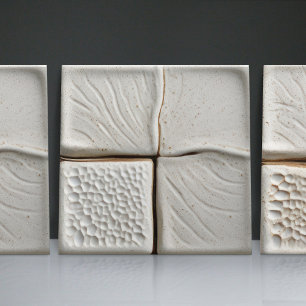 Faux Relief Glazed White Minimalist Home Decor Kakelplatta