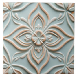 Faux Relief Mint Blue Flower Boho Blommigt Kakelplatta