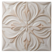 Faux Relief Pastel Beige & White Decorative Flower