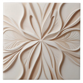 Faux Relief Pastel Beige & White Modern Abstrakt Kakelplatta