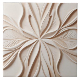 Faux Relief Pastel Beige & White Modern Abstrakt Kakelplatta