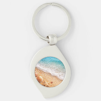 Faux resin ocean art key chain swirl silverfärgad nyckelring
