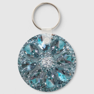 Faux Rhinestone Jewel Bling Glitzy Nyckelring