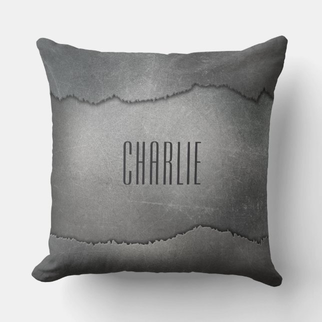 Faux Ripping Metall anpassningsbar monogram dekora Kudde (Framsida)