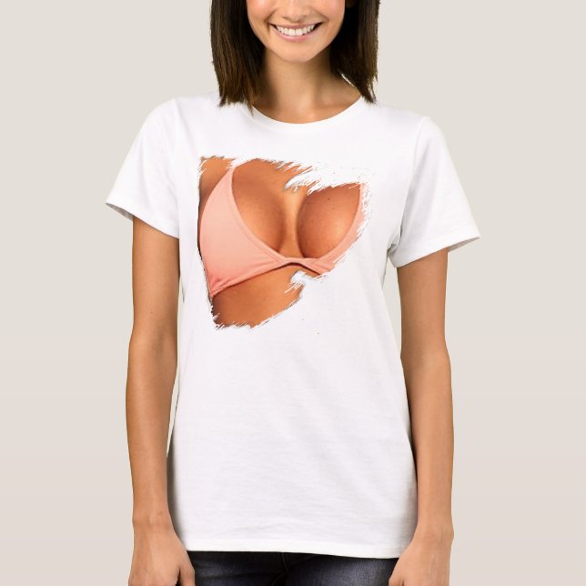 Faux riven sönder T-tröja för utsatt bikini för Tee (Framsida)