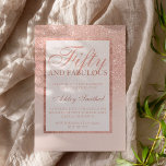 Faux ro glitter elegant chic guld 50 fantastiska inbjudningar<br><div class="desc">En modern,  söt chic och elegant faux guld duschmunbre med pastel  rosa ro 50 och fantastisk 50 glitter med färg födelsedagsfest inbjudan ro som bleknar på guld med mönster rosa elegant och guld ram Perfekt  för en prinsessa 50-årsdag.</div>