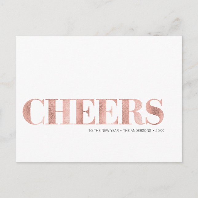 Faux Ro Gold Foil Cheers nyårskort Helg Vykort (Framsida)
