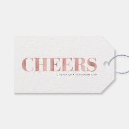 Faux Ro Gold Foil Cheers, nyårslandets Märkre för Presentetikett