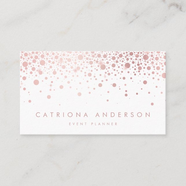 Faux Ro Gold Foil Confetti Modern Affärskort Visitkort (Framsida)