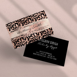Faux Ro Gold Foil Leopard  Brush Stroke Visitkort