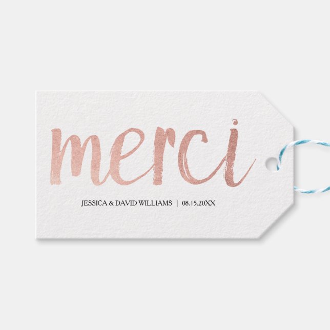 Faux Ro Gold Foil Merci Presentetikett (Framsidan (Horisontell))