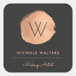 Faux Ro Gold Foil Monogram Business Labels Fyrkantigt Klistermärke