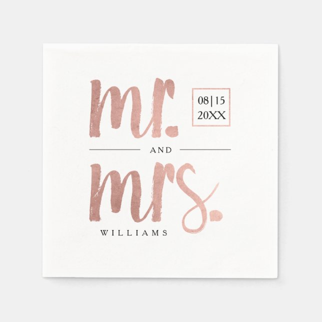 Faux Ro Gold Foil Mr. & Mrs. Pappersservett (Framsidan)