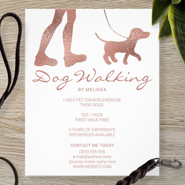 Faux Ro Gold Foil See Dog Walker & Hund Flygblad (Skapare uppladdad)