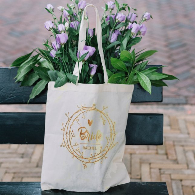 Faux Ro Guld Bride Heart Personlig Bröllop Tygkasse (Skapare uppladdad)